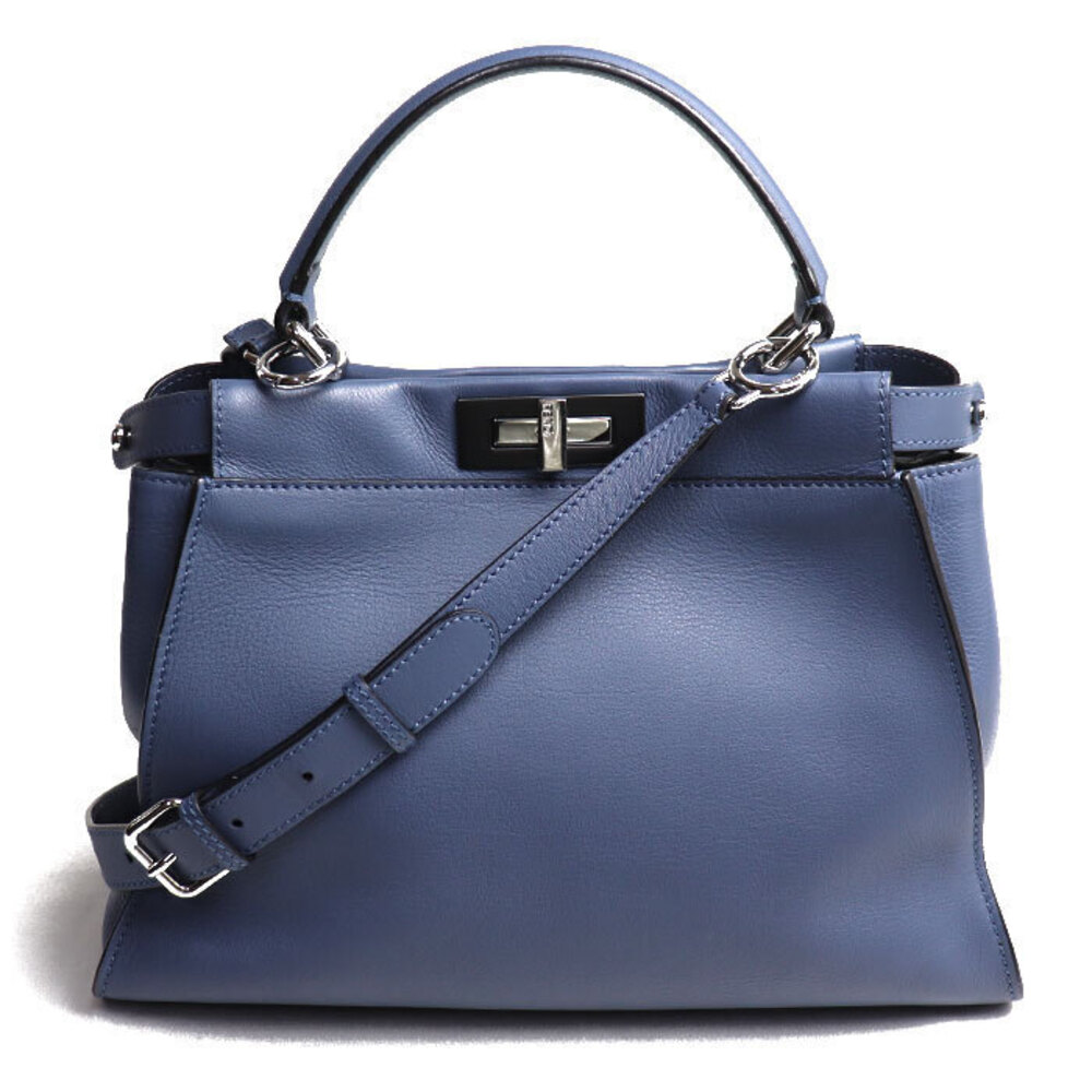 Fendi Peekaboo Regular Shoulder Bag Blue